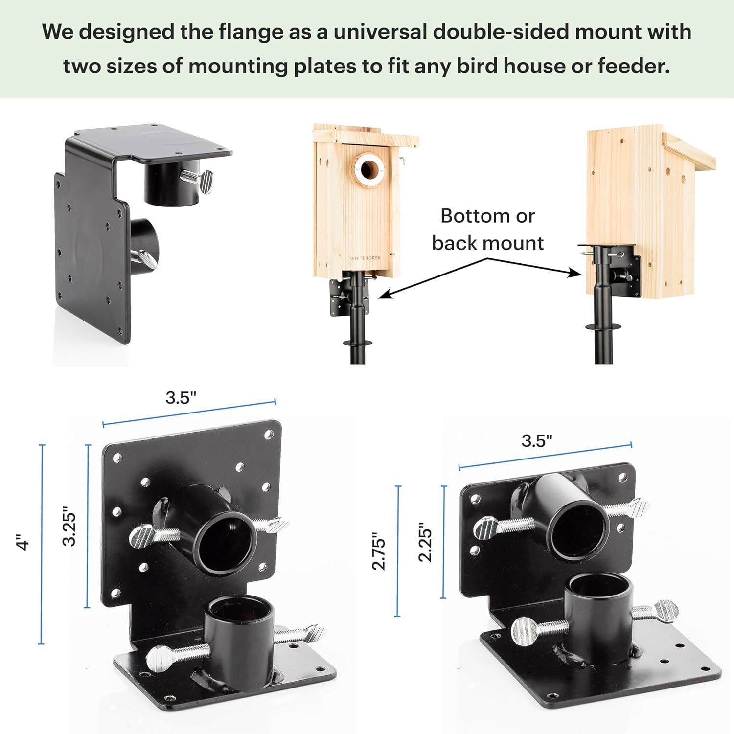 WHITEHORSE Bird House Pole with Baffle- A Professional Squirrel Proof Bird Feeder Pole - Very Sturdy Against Strong Winds - Bird House Poles for Outdoors - Pole for Bird Feeders - Bluebird House Pole