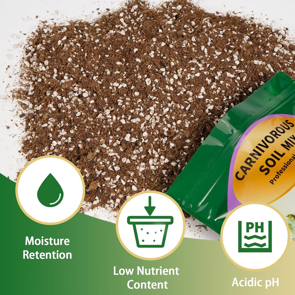 Carnivorous Plant Soil Mix 10qt, Pure Peat Moss and Perlite Mixture for Venus, Pitcher, Butterwort, Nepenthes, Sundew