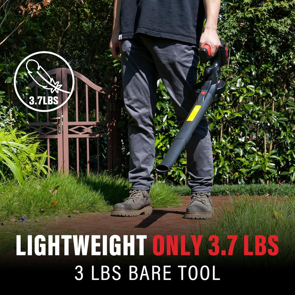 MZK Cordless Leaf Blower,20V Battery Powered Electric Blower for Lawn Care, Electric Lightweight Leaf Blower for Blowing Leaves, Patio Cleaning, Lawn Care and Dust(2 * 2Ah Battery & Charger Included)