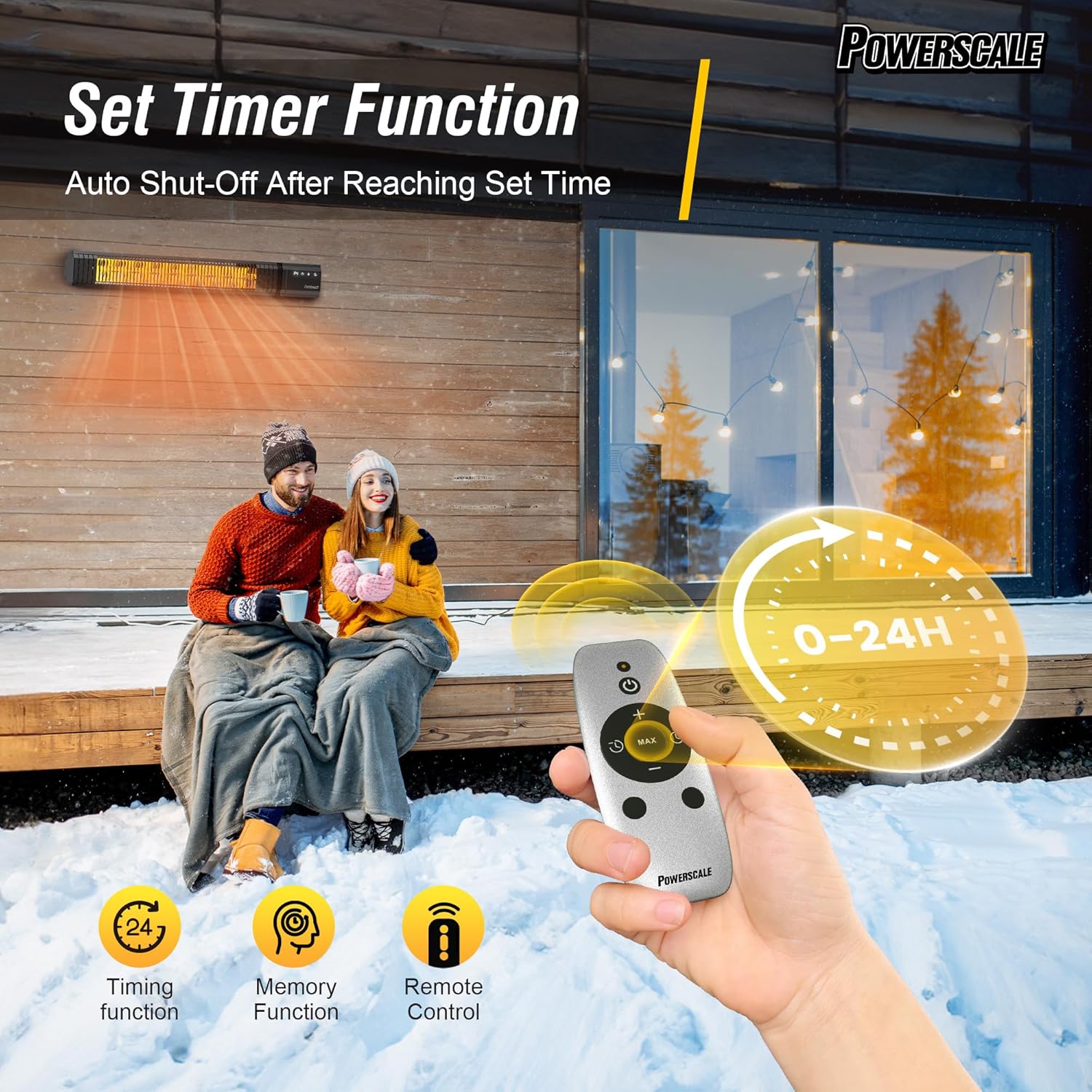 Outdoor Heaters for Patio Electric, 1500W Infrared Heater with Remote, IP65 Waterproof Outdoor Electric Heater for Porch, Garage & Backyard