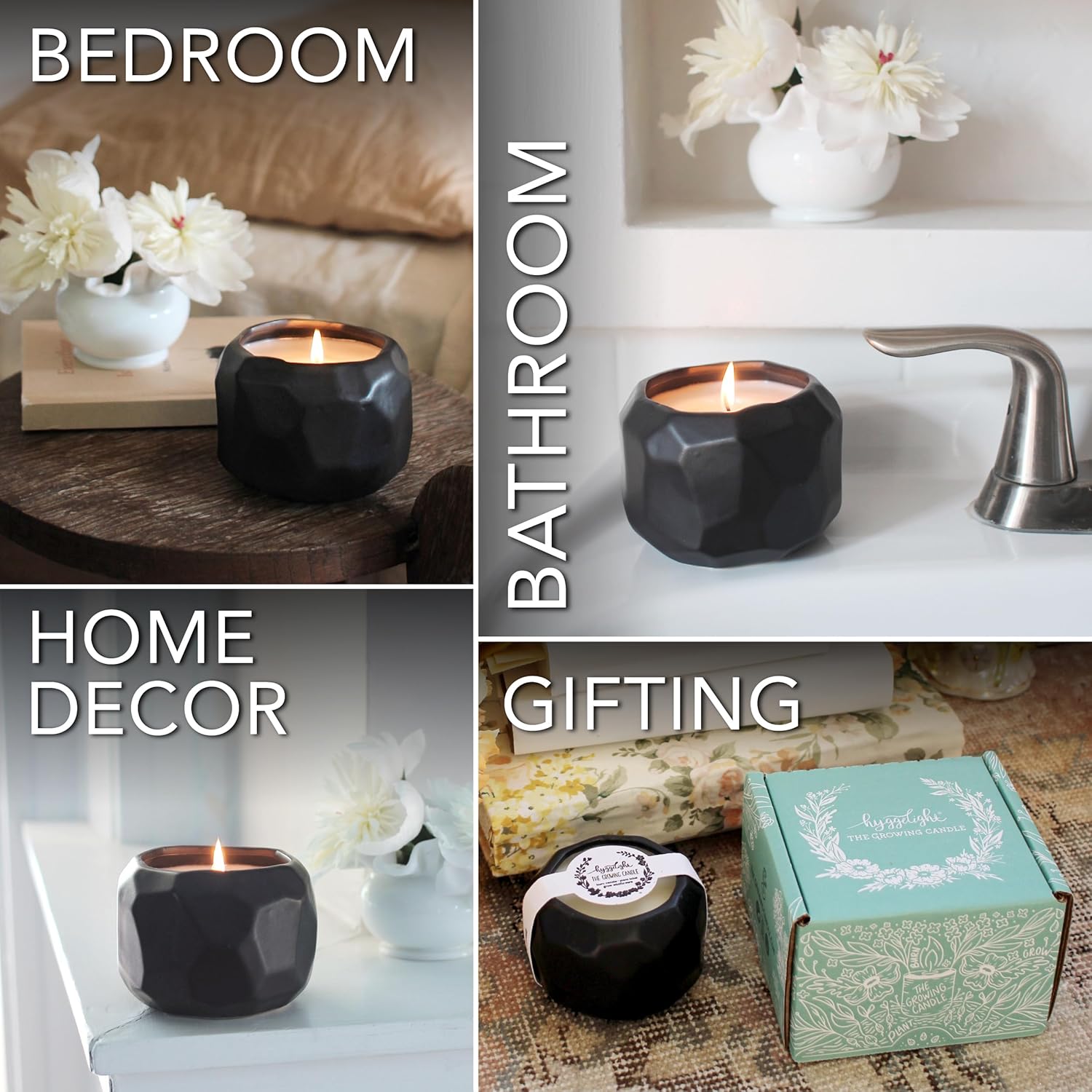 The Growing Candle, Mint & Eucalyptus Scented, 13oz Ceramic Pot, Aromatherapy Candles, 100% Soy, Emma