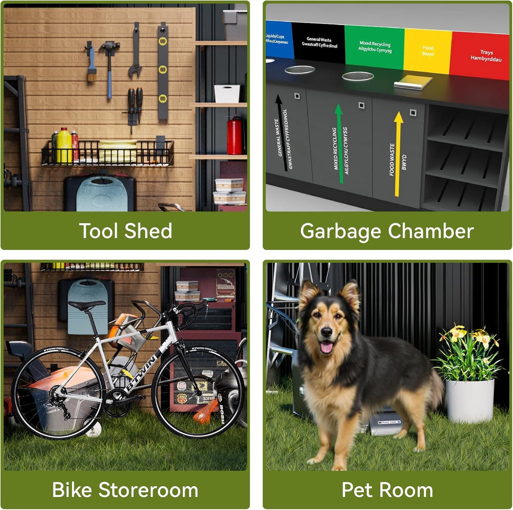 COMHOMA Shed Outdoor Storage Shed Metal,Lockable Doors Tool Sheds with Sloping Roof,Steel Garden Shed with Air Vent for Backyard,Patio,Lawn,Poolside (Grey, 10'*10')