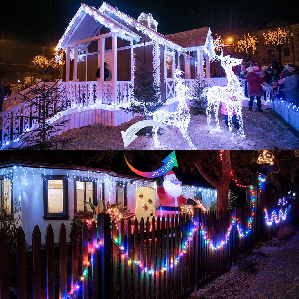 JMEXSUSS 100 LED Cool White & Multicolor Christmas Lights Indoor, Color Changing String Lights Plug in, 33ft Christmas String Lights Outdoor Waterproof for Xmas Tree Indoor Decor
