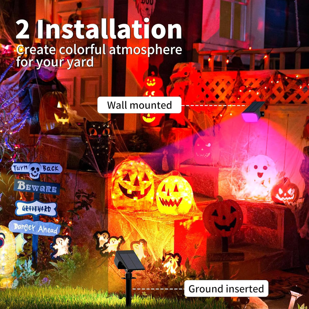 Solar Spot Lights Outdoor Color Changing, [7 Mode/6 Pack] Christmas Landscape Spotlights, Solar Lights Outdoor Waterproof, Solar Led Powered Flood Light for Outside Pathway Yard Garden Walkway
