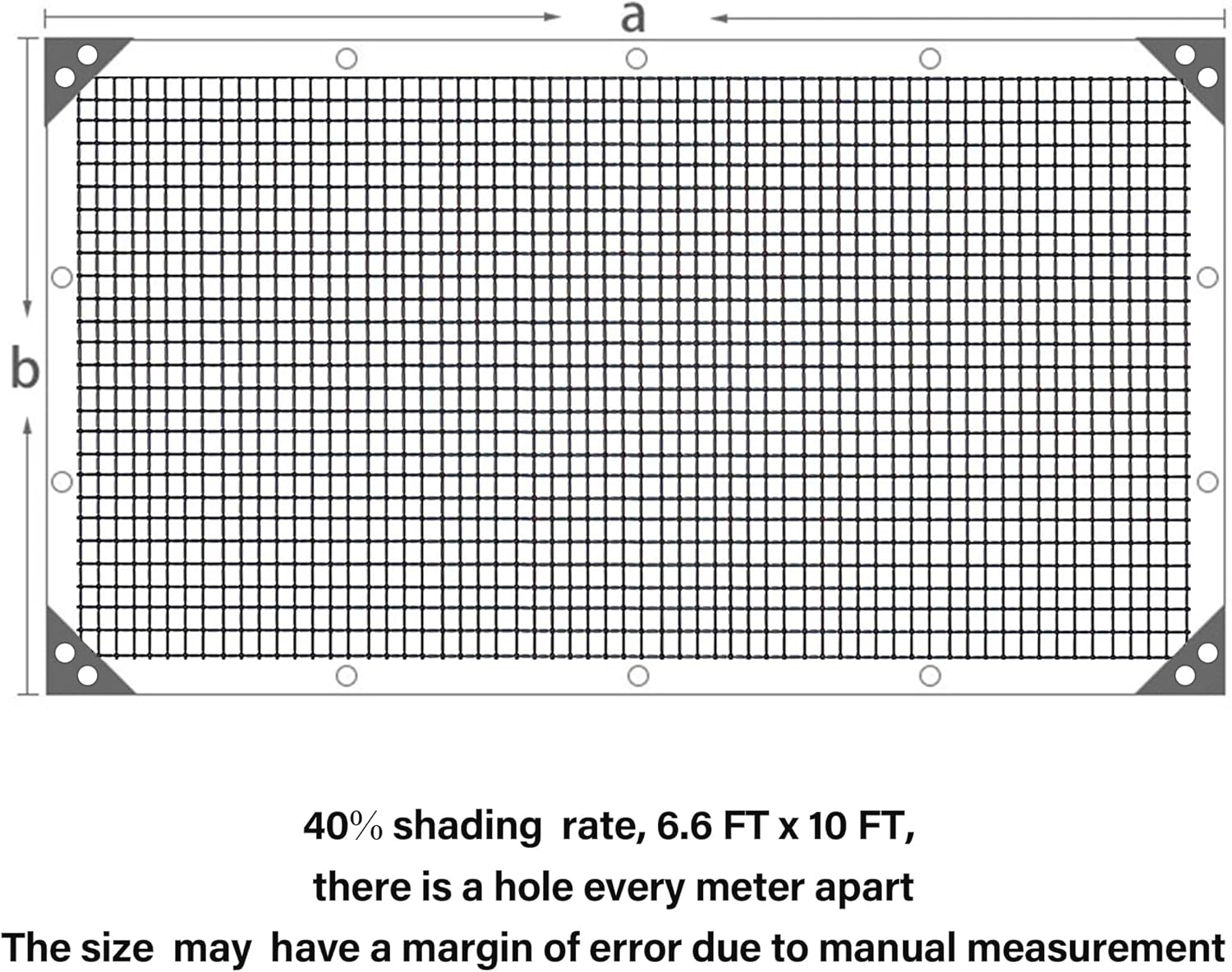 winemana 40% Black Shade Cloth, 6.6 x 10 FT Mesh Tarp with Grommets, Garden Sunblock Shade Cloth Shading Antifreezing for Plants Cover, Greenhouse, Barns Kennel, Patio, Tomatoes