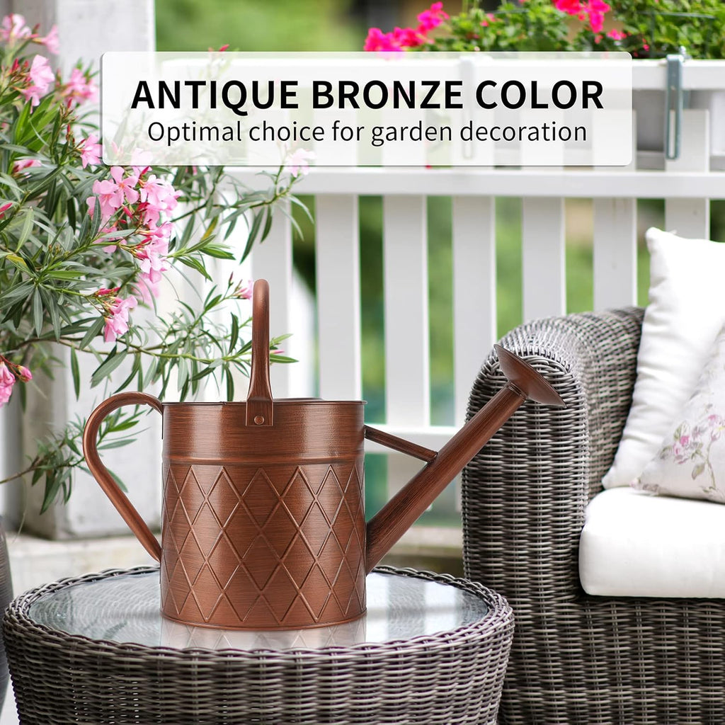 1.75 Gallon Outdoor Metal Watering Can for Garden Plants,Copper Color Watering Can with Removable Spray Spout, Ideal for Outdoor Use (Copper)
