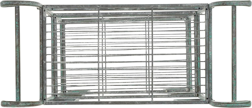 SAFAVIEH Outdoor Collection Noreen Victorian Scroll Antique Dark Green Wrought Iron 3-Tier Shelf