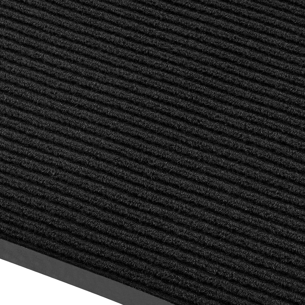 fani Heavy Duty Large Outdoor Indoor Entrance Black Doormat Waterproof Low Profile Entrance Rug Front Door Mat Patio Anti-Skid Rubber Back, 48x120 inch (Jet Black)