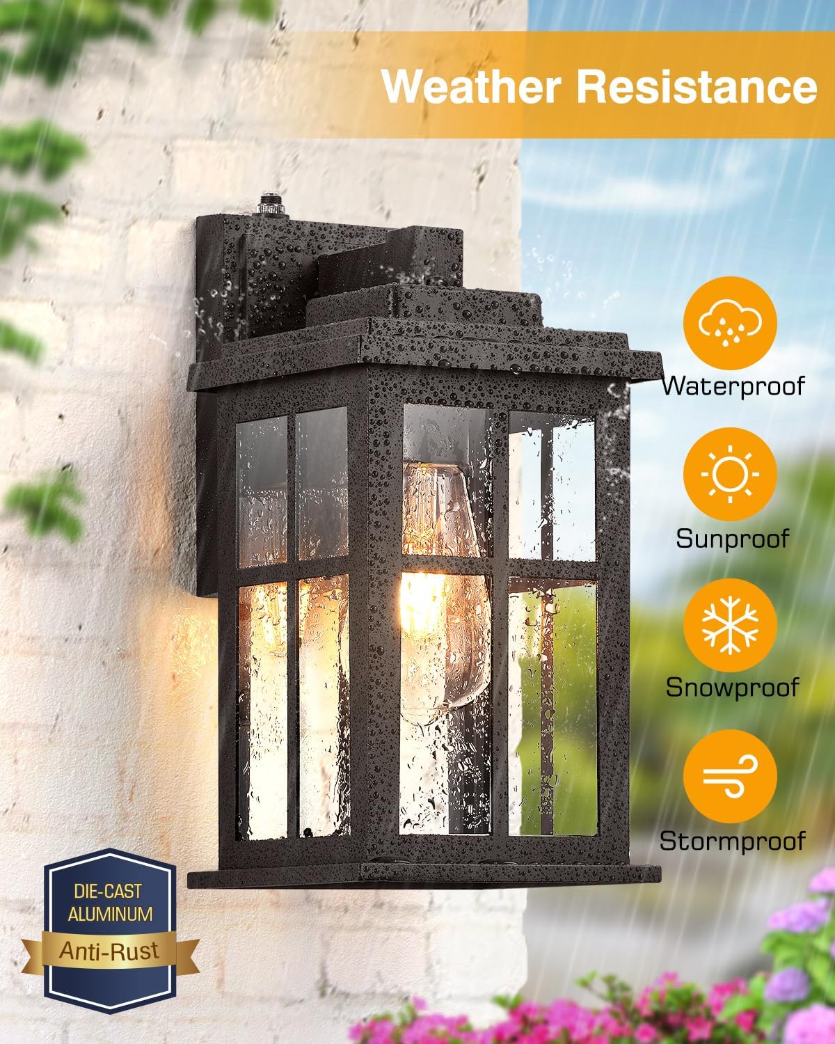 Bronze Outdoor Lights for House, Dusk to Dawn Exterior Lighting Fixtures, Outdoor Wall Lights for House, Garden, Entryway, Doorway, Anti-Rust, Waterproof, E26 Socket