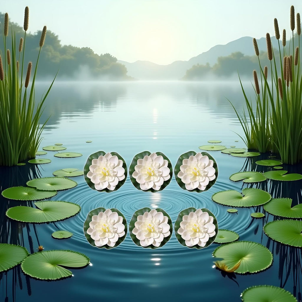 6 Pcs White Artificial Lotus Flowers Large Floating Lotus Faux Water Lily Flowers Fish Pond Artificial Plants with Artificial Lily Pads, Artificial Plants, Lotus Flower, Decorations