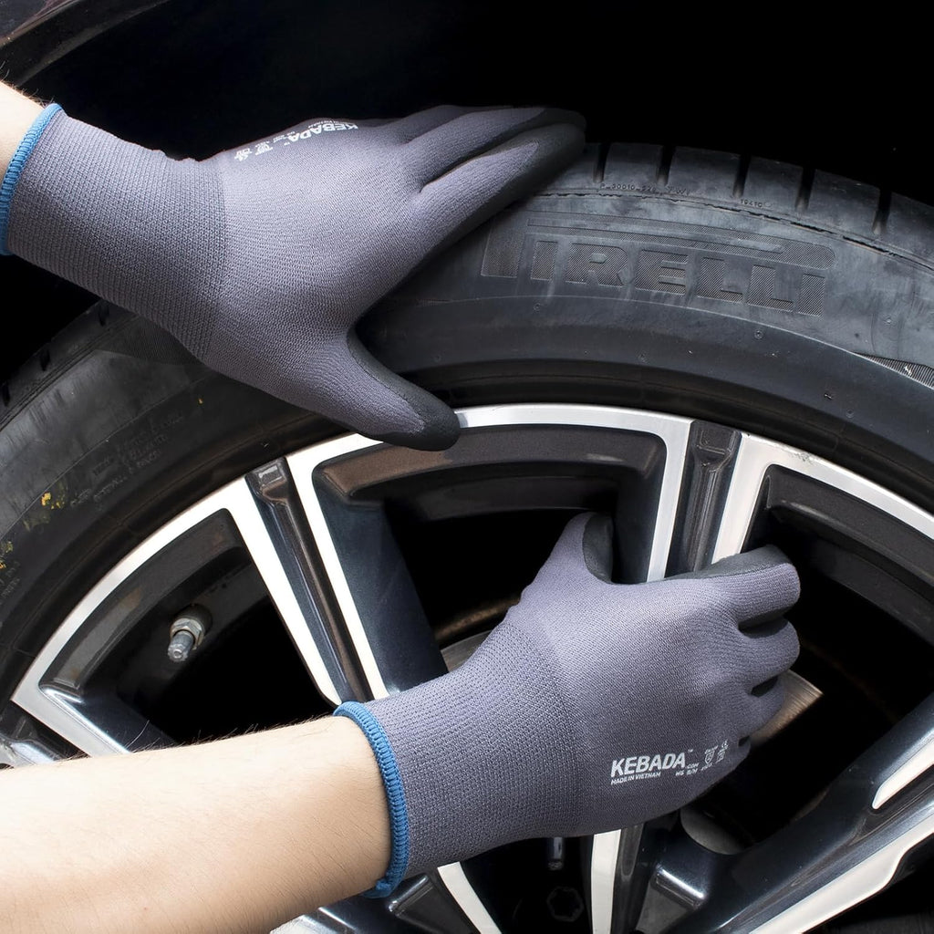 Kebada Work Gloves for Men and Women, Foam Nitrile Coated Safety Gloves with Grip, Ideal for Warehouse Package Handling, Gardening, Mechanic and Construction, Small