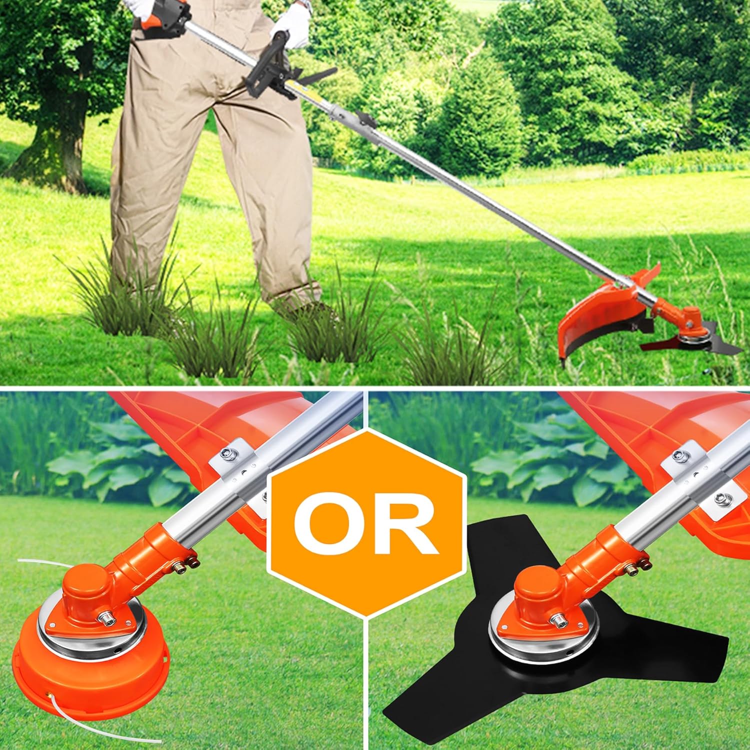 Samger 52cc 2 Cycle Gas Hedge Trimmer, 5 in 1 Garden Hedge Trimmer Combo, Gas Powered Trimmer with Extension Pole, Multifunctional Garden Trimming Tools