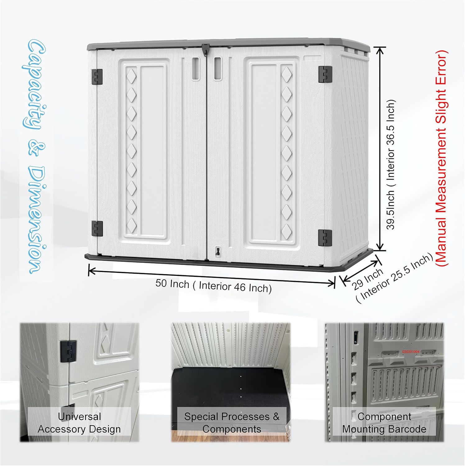 Sheds & Outdoor Storage, 34 Cu.ft Horizontal Storage Sheds Outdoor with Floor, Outdoor Storage Cabinet Waterproof for Garage Storage, Pool Storage, Bike Shed, Garden Shed