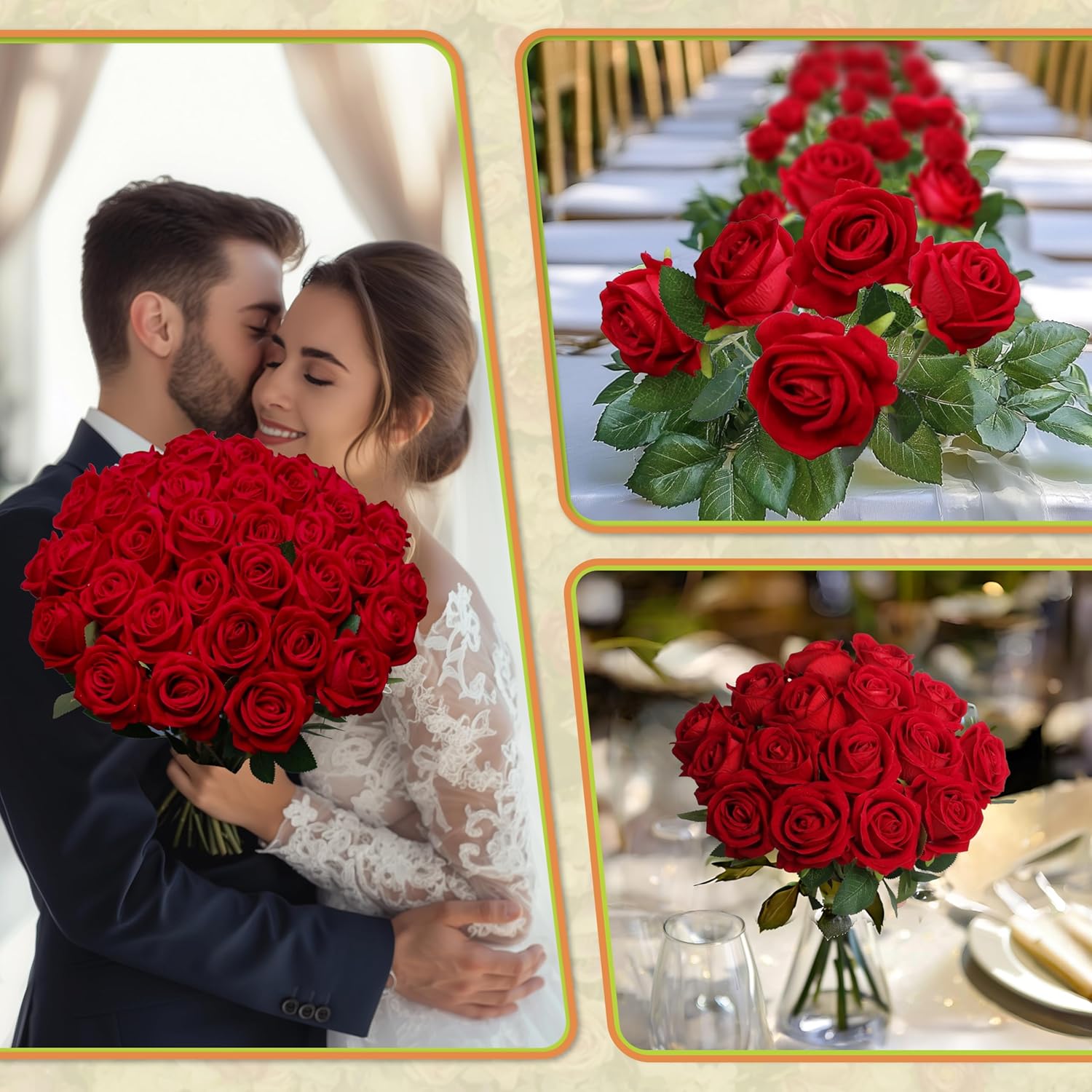 30 PCS Fake Red Roses, Artificial Flowers Bulk Realistic Silk Faux Red Rose with Stems for Wedding Decoration Anniversary Bridal Bouquet DIY Floral Arrangement Romantic Home Decor