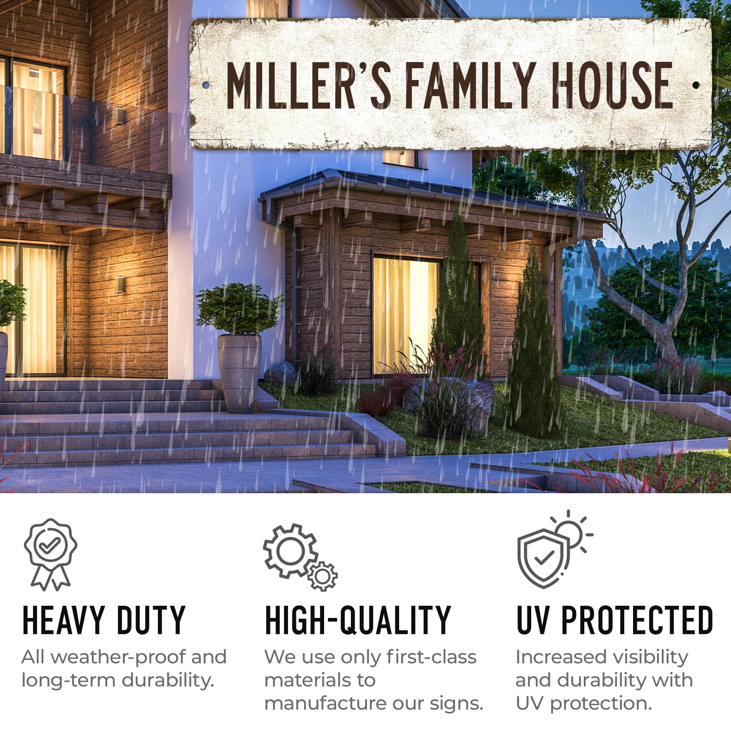 Rustic Custom Sign, Personalized Metal Signs, Gift for Him Men Dad, Man Cave, Indoor and Outdoor Use, 6x24 Inches, ACM, Fade Resistant, Made in The USA