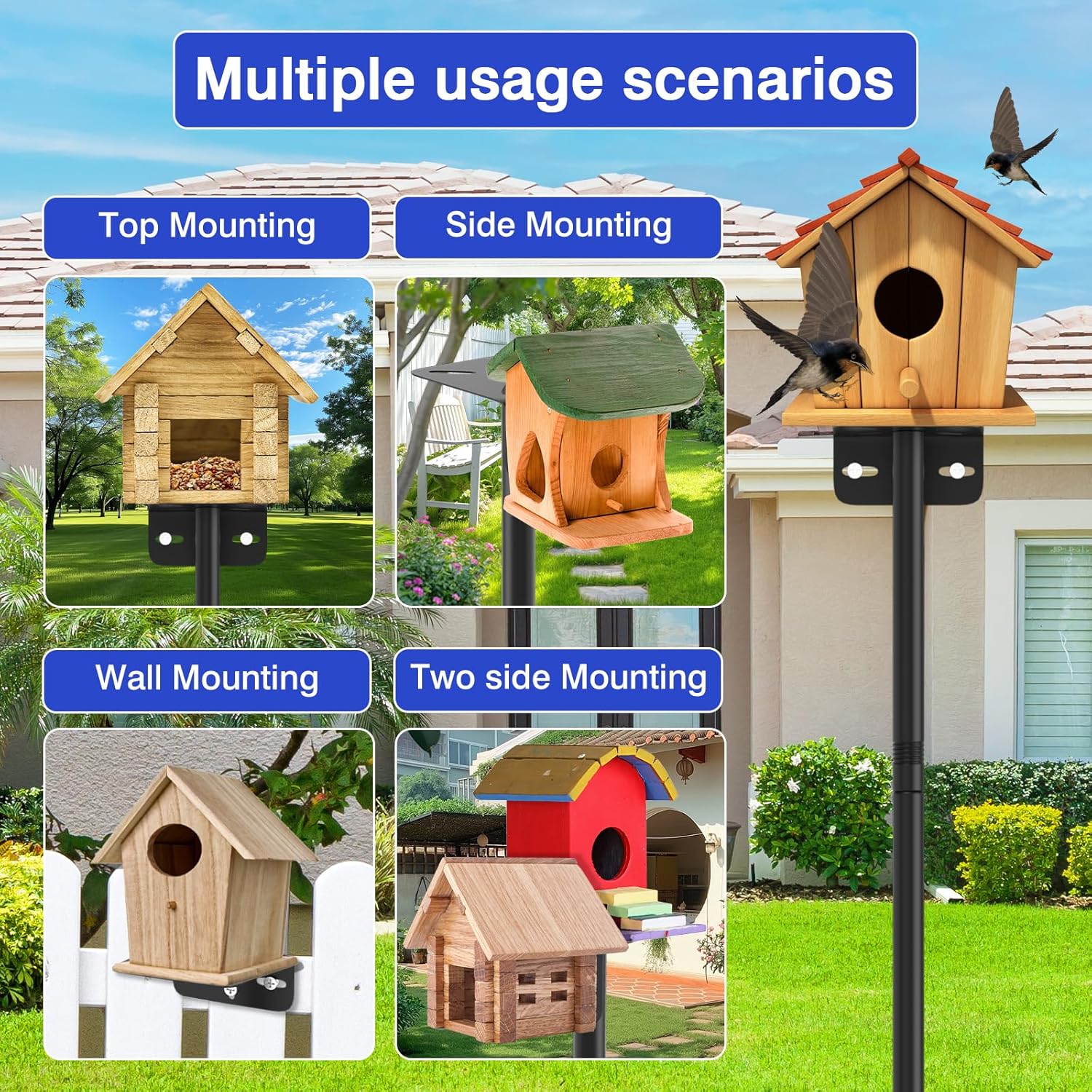 72 Inch Adjustable Bird Feeder Pole,Bird House Pole Suitable for Feeders & Birdhouse,Weather Station,Heavy-Duty Rustproof Design,Enhance Outdoor Decor & Birdwatching Experience (1 Pack 72 inch)