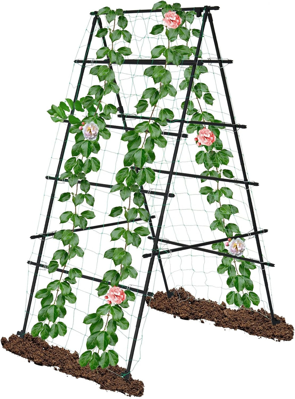 6×3 Feet Garden Trellis for Climbing Plants, Kalolary A-Frame Garden Cucumber Grow Trellises Rustproof Metal Potted Plant Climbing Support for Indoor Outdoor Vegetable Fruits Vines Support