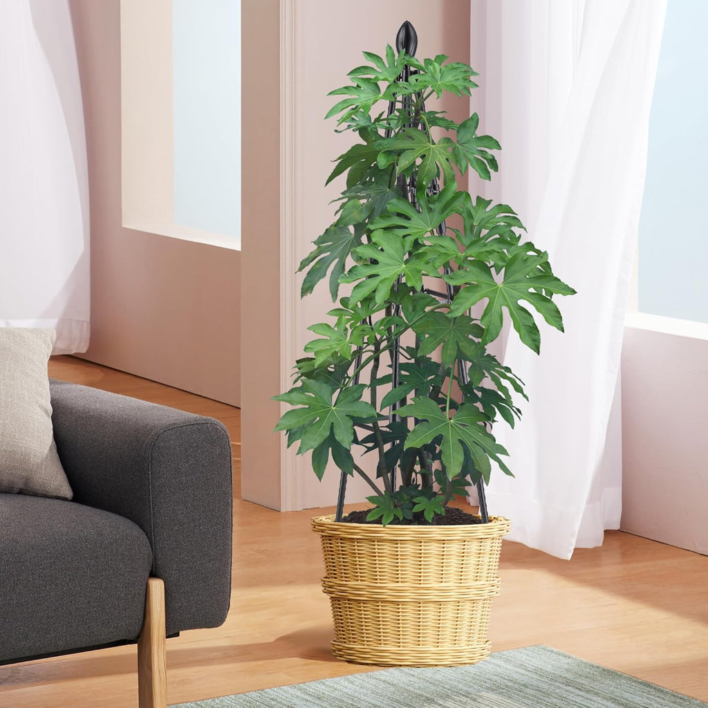 4 Ft Tower Obelisk Trellis for Potted Climbing Plants, Garden Trellis Rustproof Plastic Coated Metal Plant Support for Vegetables, Vines and Rose Bushes