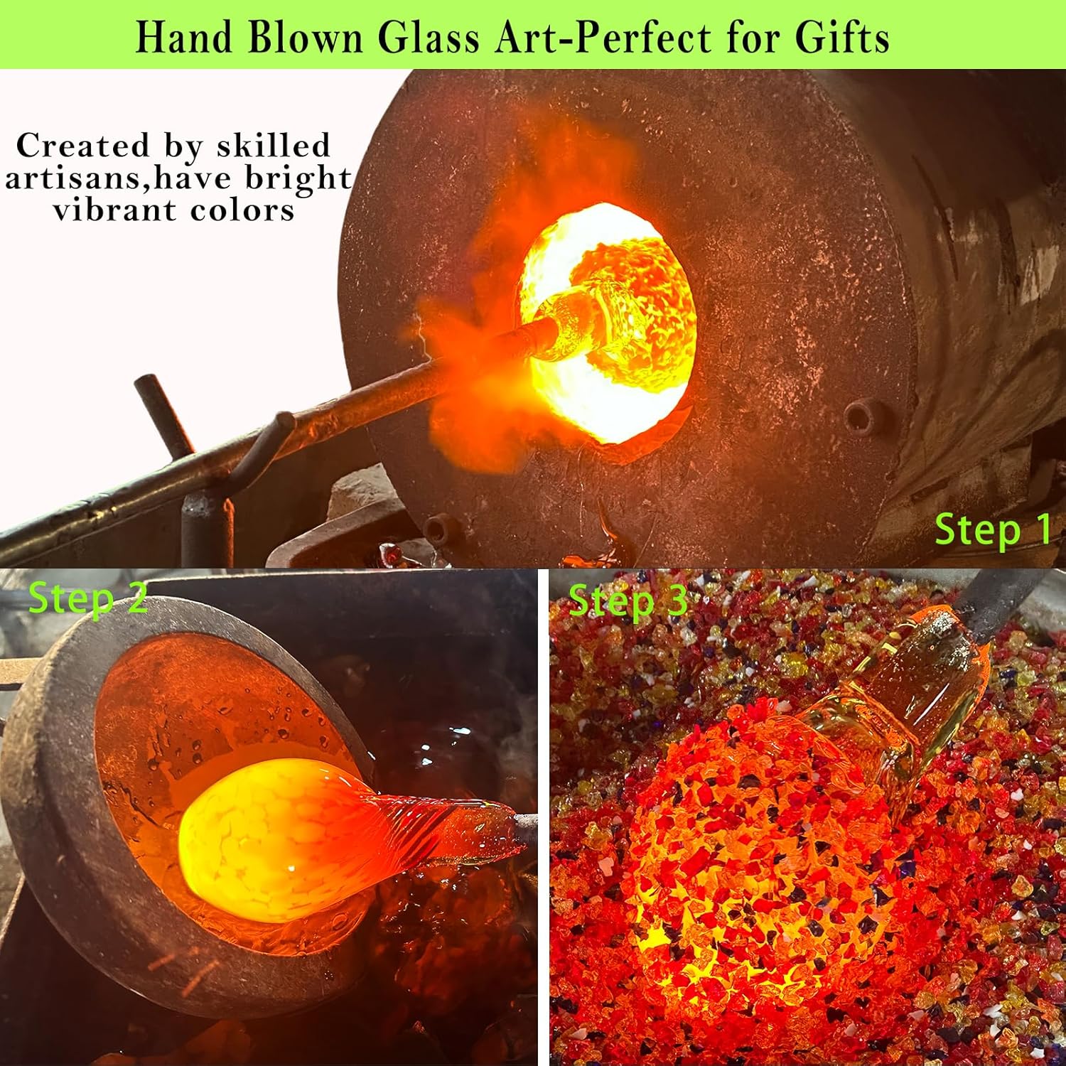 Muse Garden 32OZ Hummingbird Feeders Hanging, Blown Glass Hummingbird Feeder, Garden Backyard Decor, Carnival