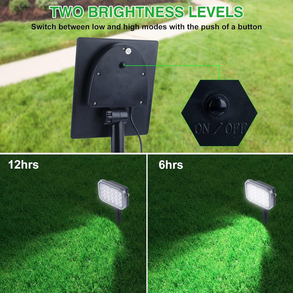 Solar Spot Lights Outdoor, 20 LED IP65 Waterproof Landscape Lighting, Dusk-to-Dawn 6000K Cold White Spotlights for Yard Garden Driveway Porch Walkway, 2-in-1