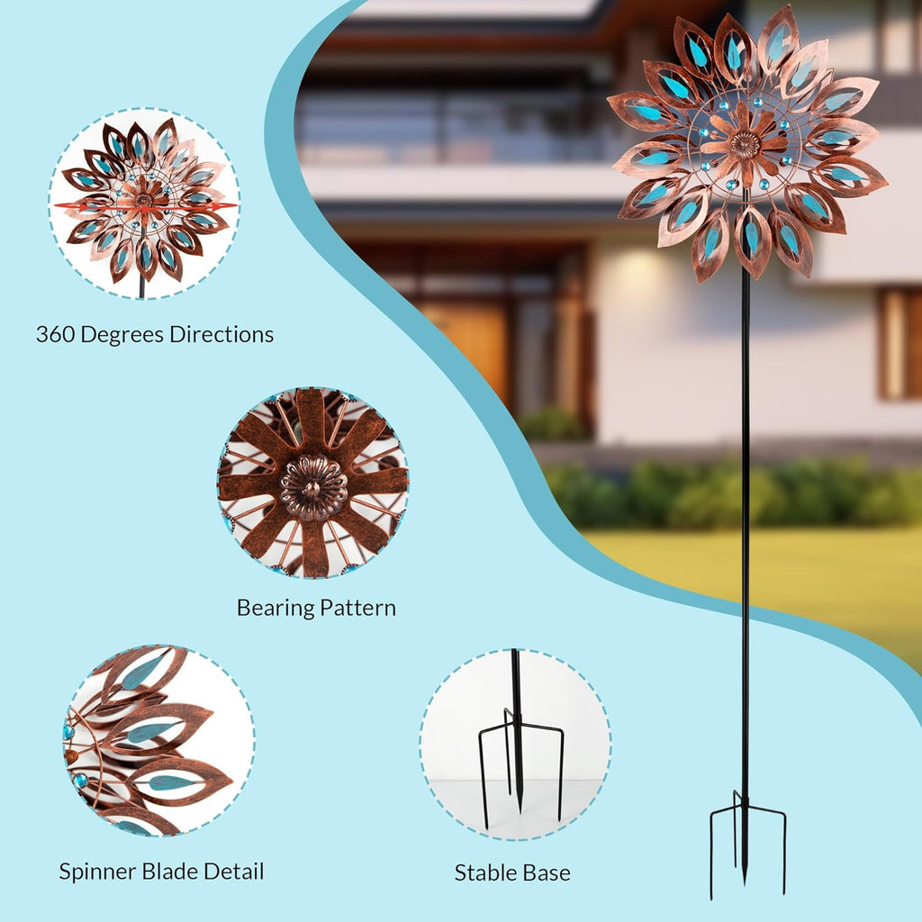 Wind Spinners for Outdoor Yard Decor, 360 Degrees Swivel Large Outdoor Metal Wind Spinner, 76" Wind Sculptures Garden Decor for Patio Lawn Yard