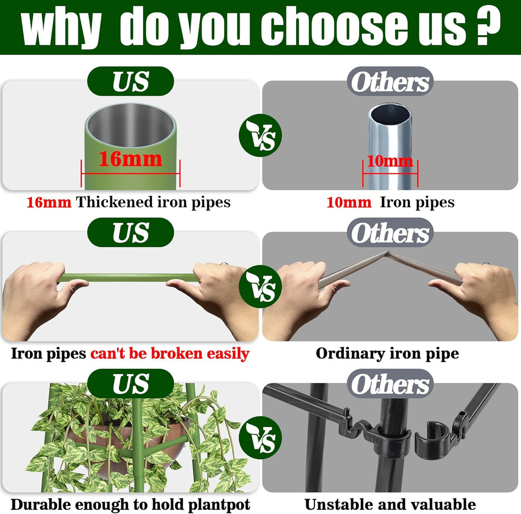 6FT Obelisk Trellis for Climbing Plants Outdoor, 16mm Rust-Proof Extra Thickened Plastic-Coated Metal Pipes, Indoor Climbing Support for Potted Plants, Vines, Flowers Stands,Green