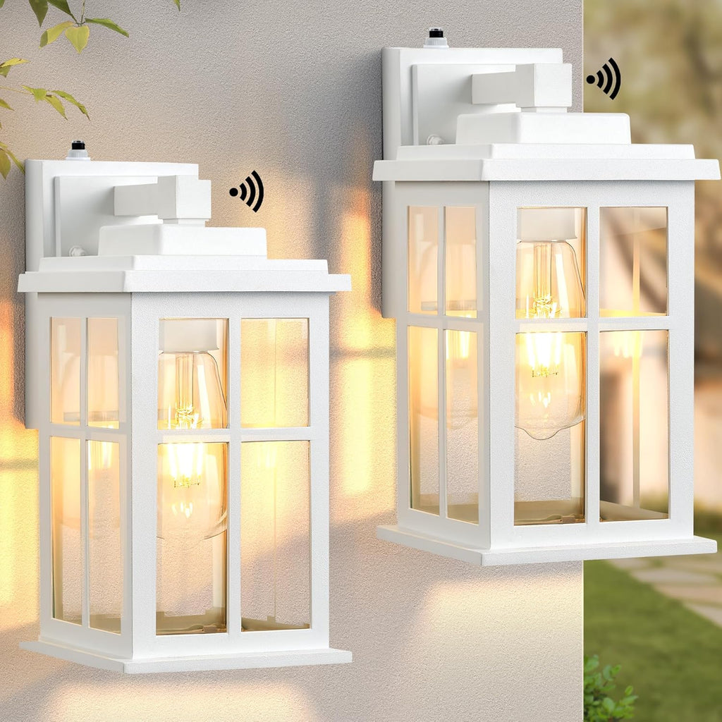 White Outdoor Light Fixture, 2 Pack Dusk to Dawn Exterior Lighting Fixtures, Anti-Rust Porch Lights, Dusk to Dawn Outdoor Lighting for House, Garage, Garden, Entryway, Doorway