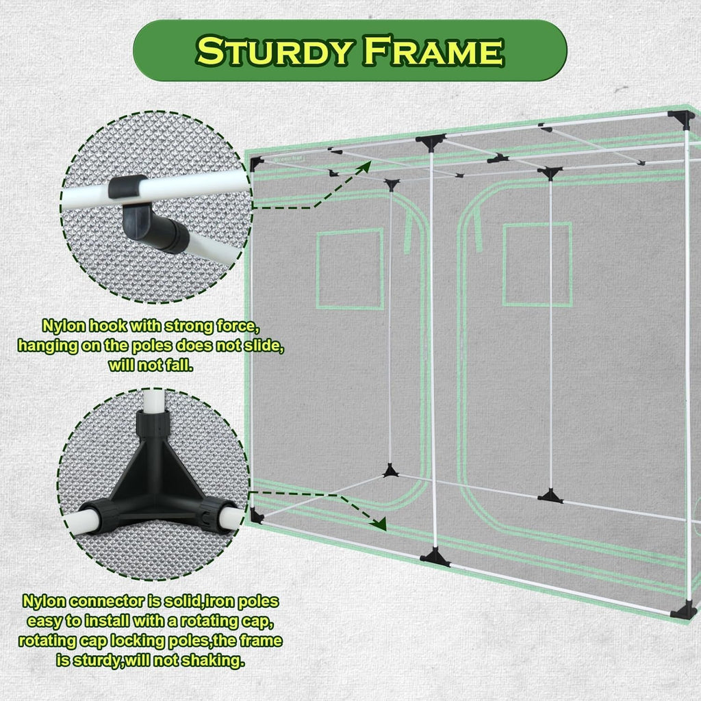 10x5 Grow Tent, 120"x60"x78" 600D Mylar Hydroponic Growing Tents for Plants Inside Reflective Grow Tent Growing Room Hydroponic System
