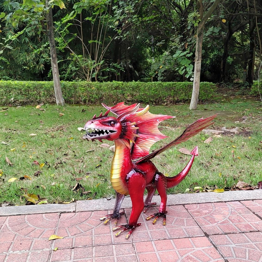 Decorative Fiery Red Dragon Figurine, Vasuki The Dragon Statue, Design Tales of legendia Flying Dragon Statue, The Dragon of Mythical Castle Garden Statue