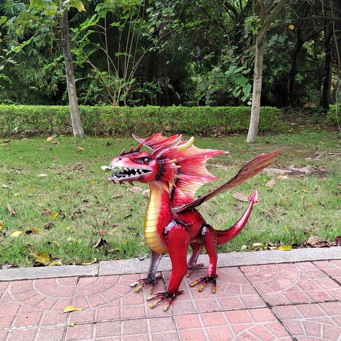 Decorative Fiery Red Dragon Figurine, Vasuki The Dragon Statue, Design Tales of legendia Flying Dragon Statue, The Dragon of Mythical Castle Garden Statue
