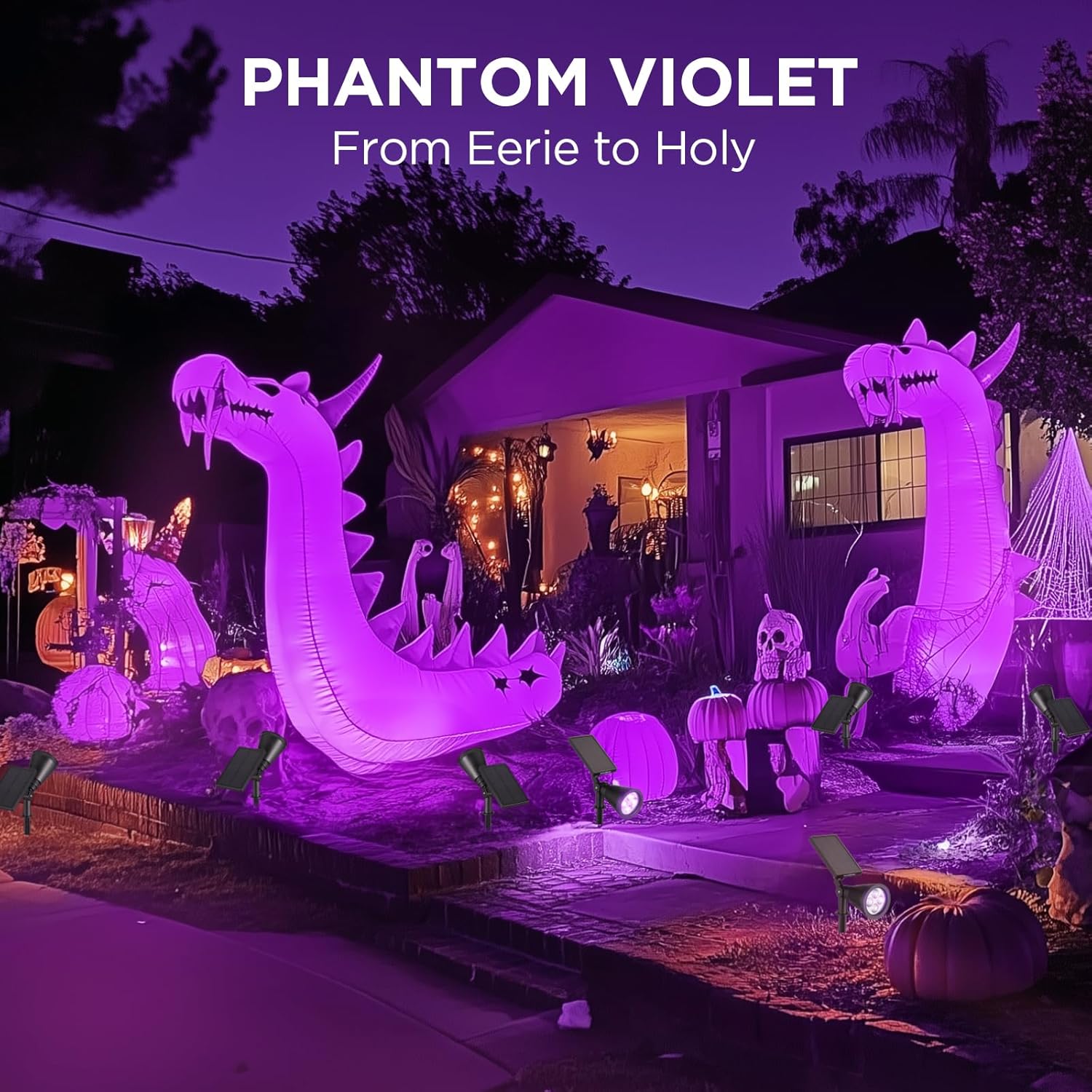 InnoGear Solar Lights Outdoor Waterproof Solar Garden Light for Outside Yard Landscape Lighting Pathway Spot Lights Spotlight Wall Light Auto On/Off, Pack of 2 (Violet Purple Light)