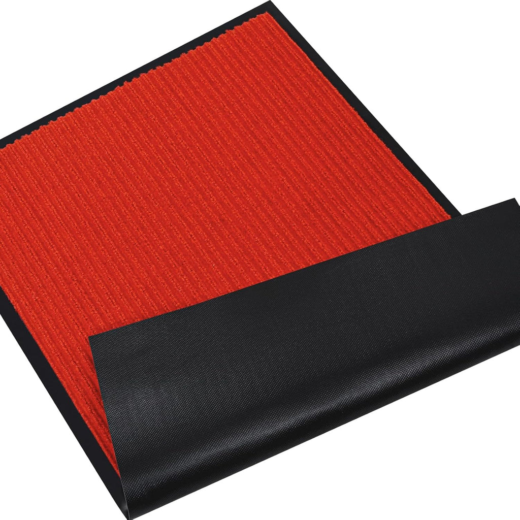 fani Heavy Duty Large Outdoor Indoor Entrance Black Doormat Waterproof Low Profile Entrance Rug Front Door Mat Patio Anti-Skid Rubber Back, 35x60 inch (China Red)