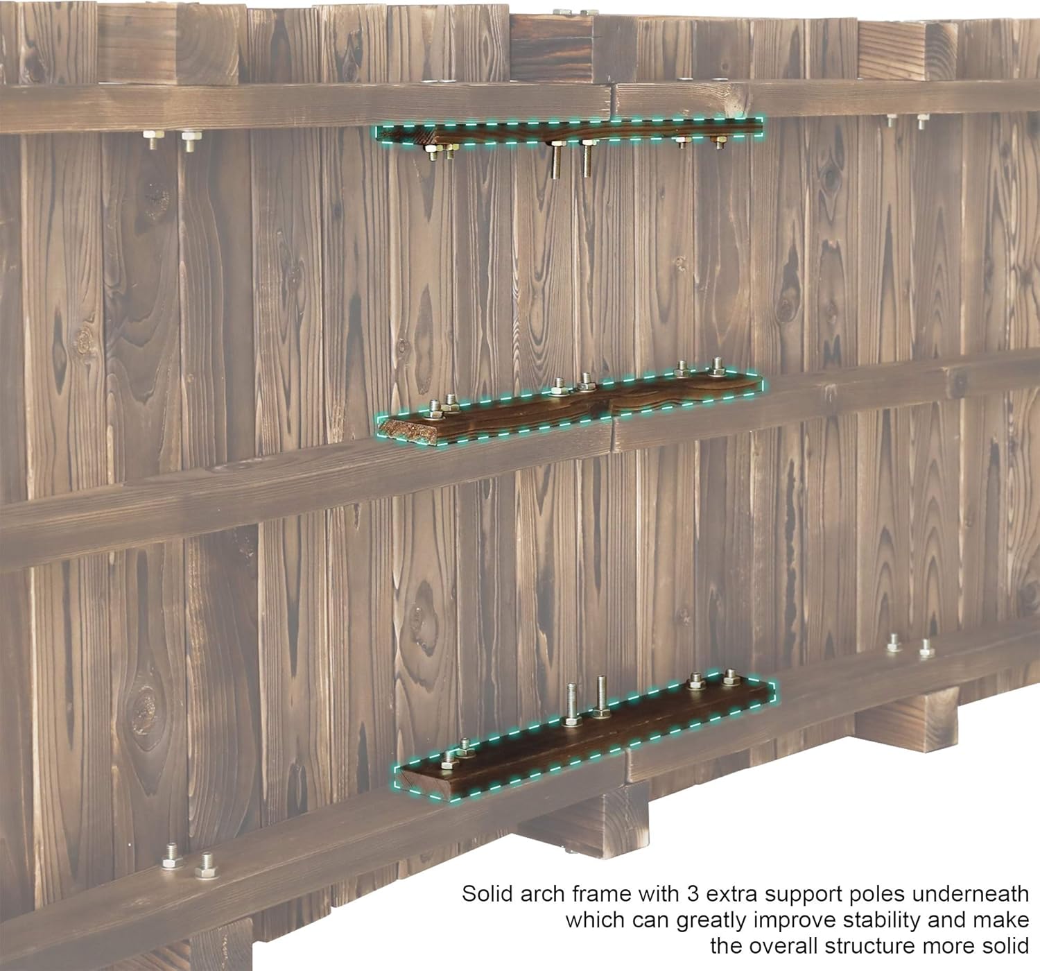 5FT Wooden Garden Bridge Arch Stained Finish Footbridge Decorative Backyard Bridge with Double Safety Railings Outdoor Lawn Pond Bridge Walkway for Garden Yard Patio Courtyard Farm Stream Creek