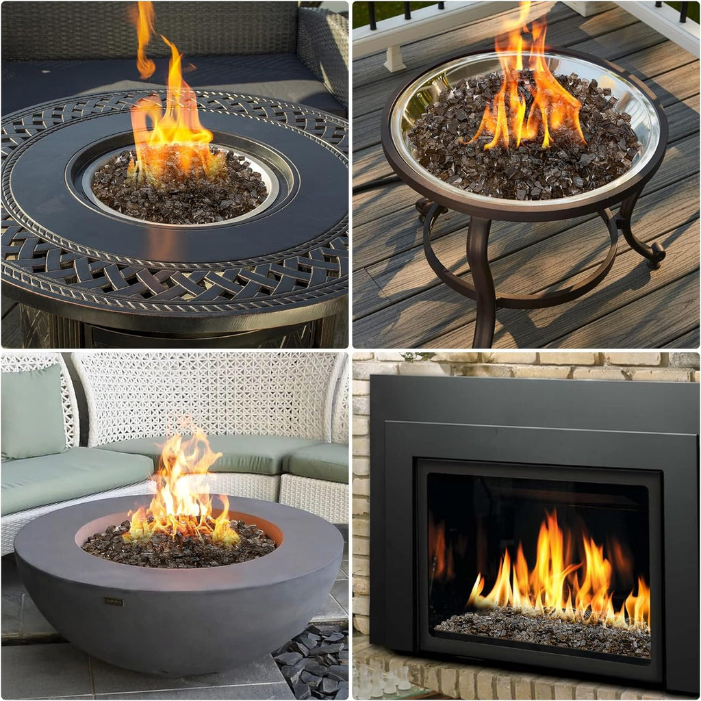 Mr. Fireglass 10 Pounds Fire Glass - 1/4 Inch High Luster Reflective Tempered Glass Rocks for Fireplace Fire Pit Table and Landscaping, Bronze