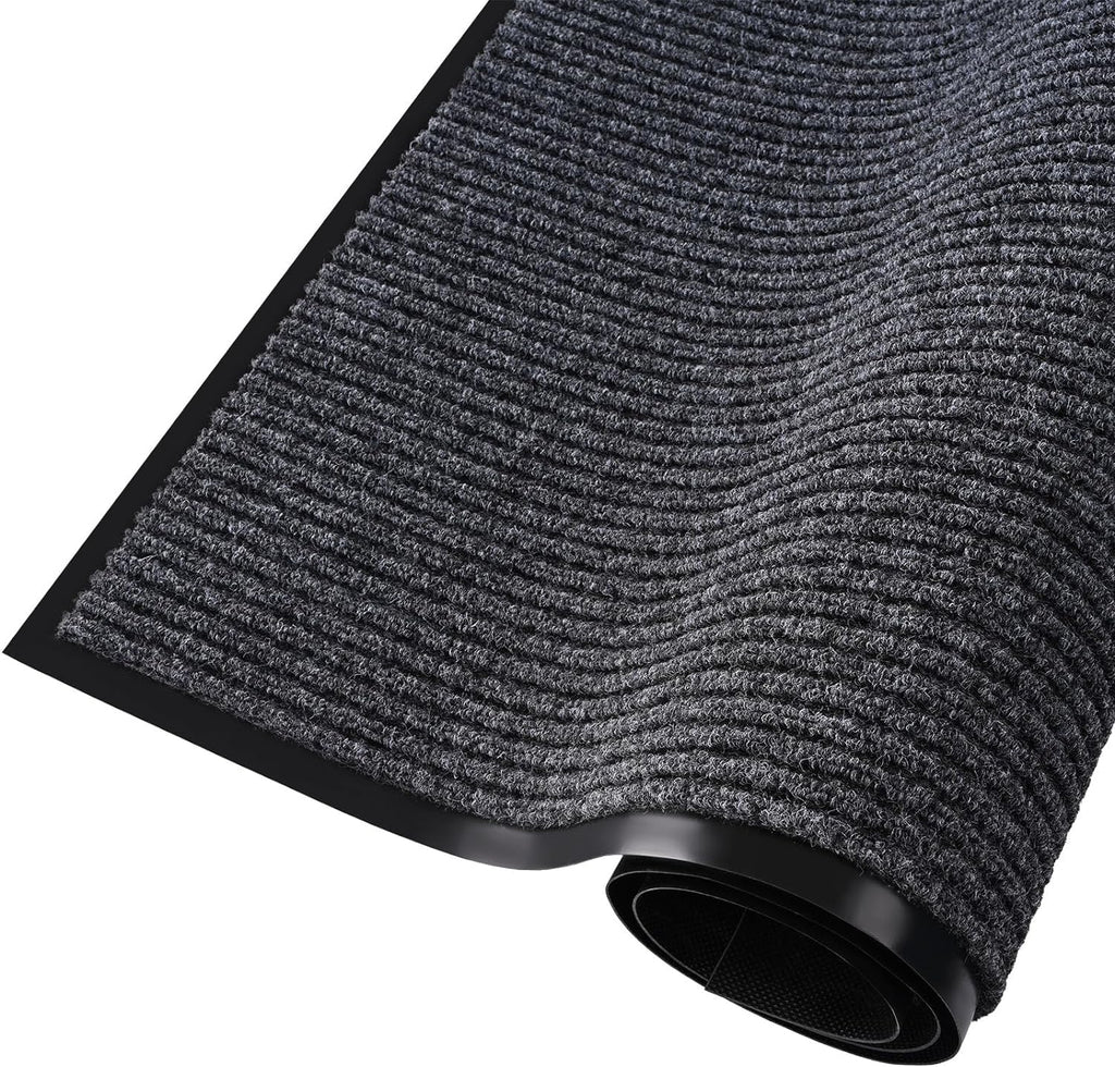 fani Heavy Duty Large Outdoor Indoor Entrance Black Doormat Waterproof Low Profile Entrance Rug Front Door Mat Patio Anti-Skid Rubber Back, 35x72 inch (Gray)