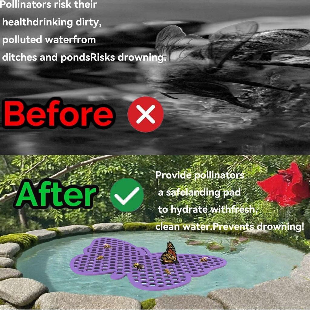 4 Pack Floating Bee Watering Station for Garden, Butterfly Feeder Bee Waterer Wildlife Baths Pollinator, Outdoor Pool & Garden Decor(Purple Butterfly)