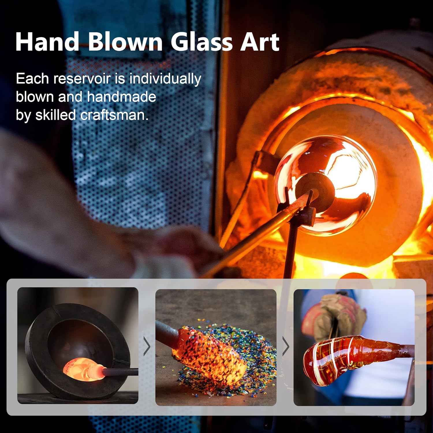 LUJII Ice Cream Shaped Spiral Hummingbird Feeder for Outdoors Hanging, Hand Blown Glass, 28 fl.oz, Leak Proof & Rustproof, Includes an Ant Moat with Hook, Unique & Stylish Glass Art & Decor (Teal)