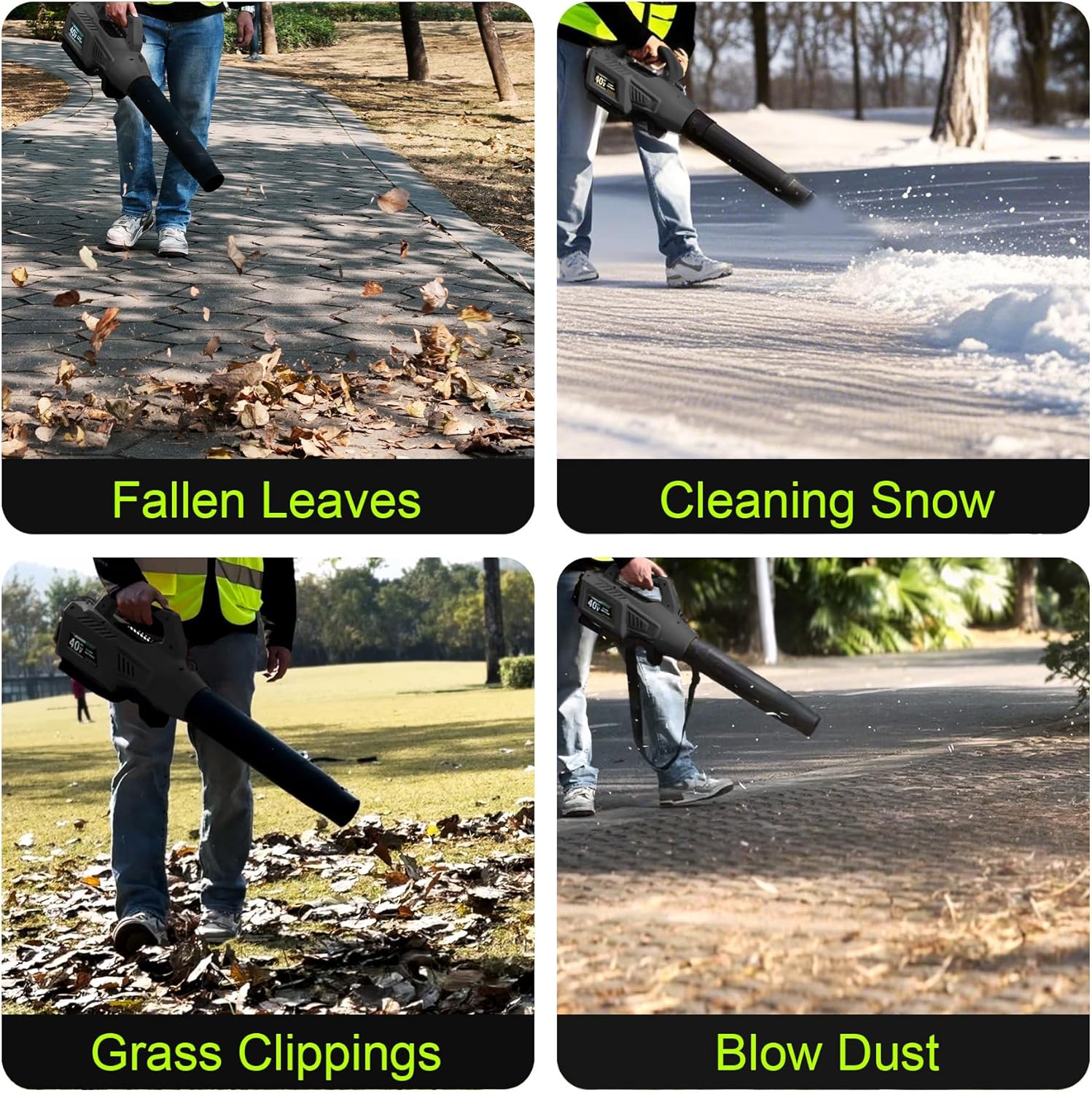 Leaf Blower Cordless with Battery - 40V Powerful Electric Leaf Blower, 600CFM &180MPH and Variable-Speed with 7.5Ah Battery and Charger for Lawn Care, Patio, Dust, Blowing Leaves (Grey)