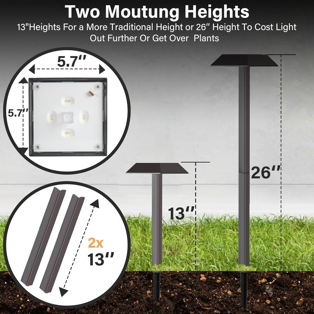 Bobcat Solar Landscape Pathway Lights Super Bright with 2-in-1 Warm White and Daylight Modes, Solar Lights for Outdoor Path, Sidewalk, Driveway, or Walk Way, Dark Brown(4 Pack)