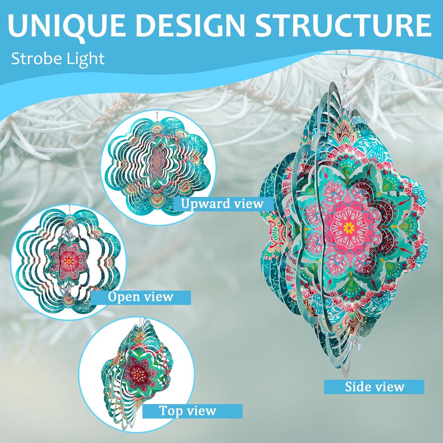 Wind Spinner Mandala Lucky Firework,12inch Hanging Wind Spinner Lucky Gifts for Women/Mother/Grandma/Father/Mom/Wife,Outdoor&Indoor Garden Decorations Yard Art Christmas Ornament