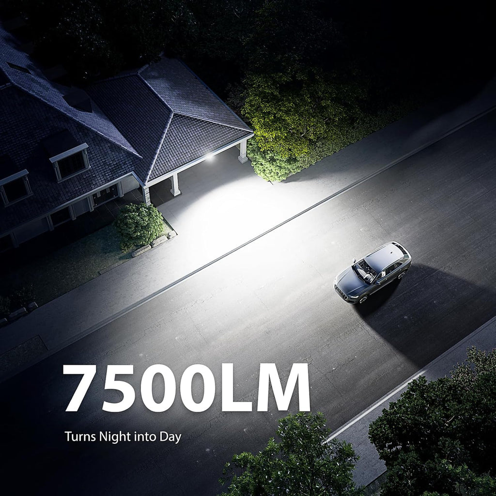 Onforu 75W LED Motion Sensor Outdoor Lights, Dusk to Dawn Flood Light Outdoor Motion Sensor, Hardwired Security Light Floodlights Outside 7500LM 6500K Daylight IP65 Waterproof (Gray)