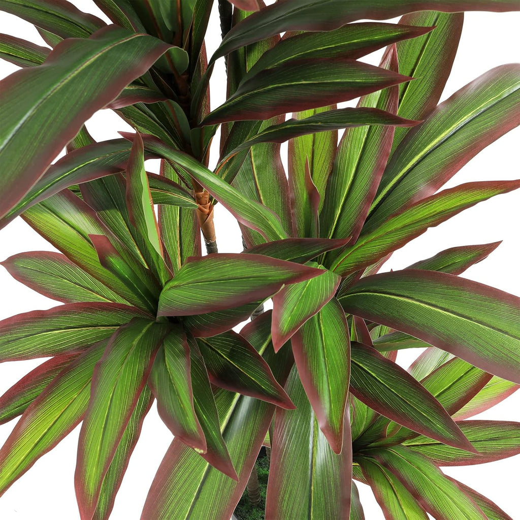 VIAGDO Dracaena Silk Plant Artificial 5ft Faux House Plants with Red Leaf Margin Fake Yucca Palm Trees in Pot Realistic Dragon Tree for Living Room Home Office Decor Indoor Outdoor