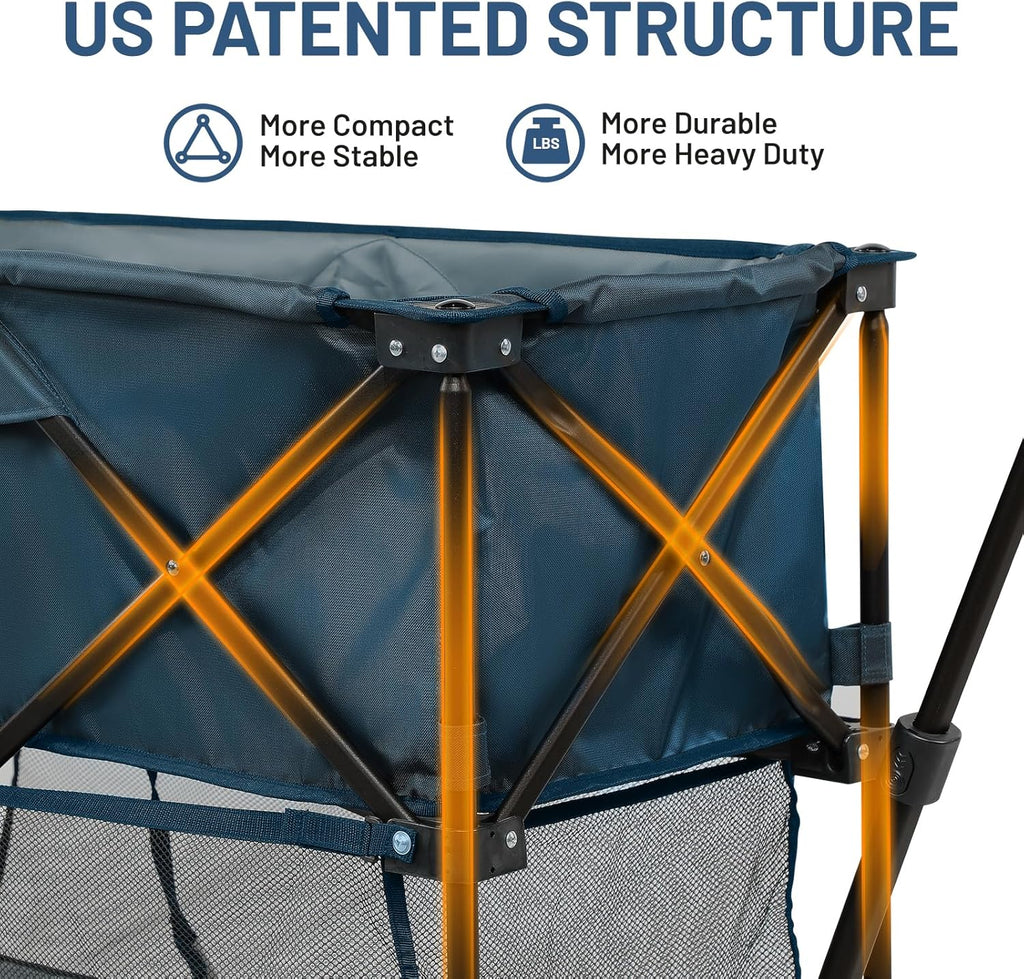 TIMBER RIDGE 400L Large Capacity Folding Double Decker Wagon with Brakes, 54" Extra Long Extender Wagon Cart, 660lbs Heavy Duty Collapsible Cart, All-Terrain Big Wheels for Camping, Sports, Shopping