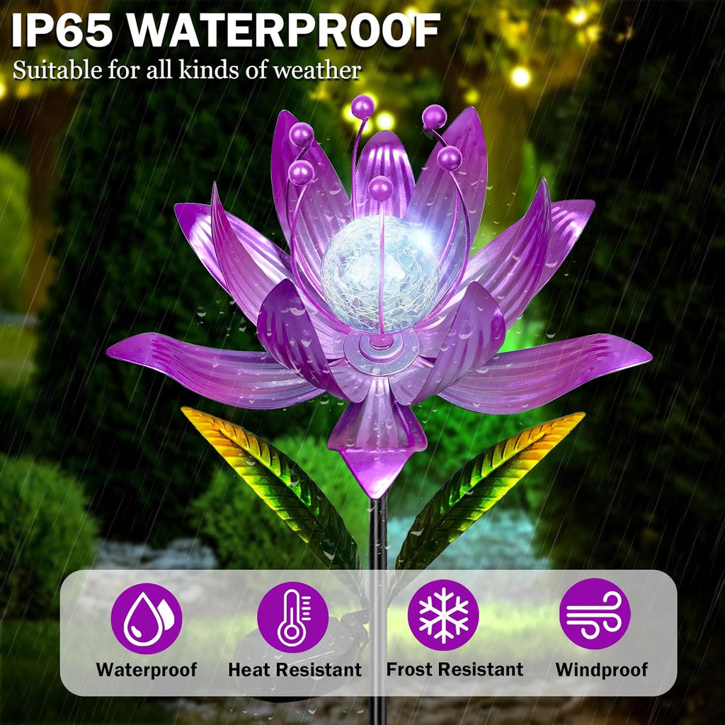 Wind Spinners Outdoor, 38 Inch Metal Wind Spinner Yard Art with Stake, Colorful Solar Windmill for Yard and Garden Lawn Patio Farmhouse Decor (Pink)