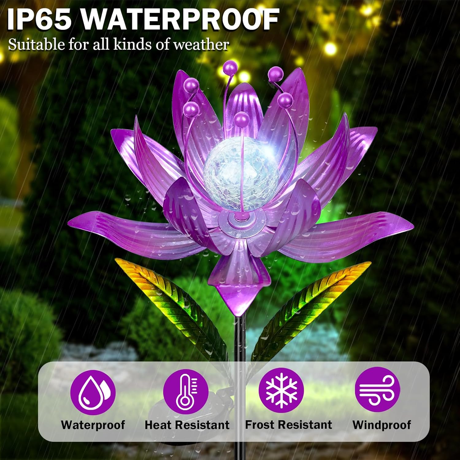 Wind Spinners Outdoor, 38 Inch Metal Wind Spinner Yard Art with Stake, Colorful Solar Windmill for Yard and Garden Lawn Patio Farmhouse Decor (Pink)