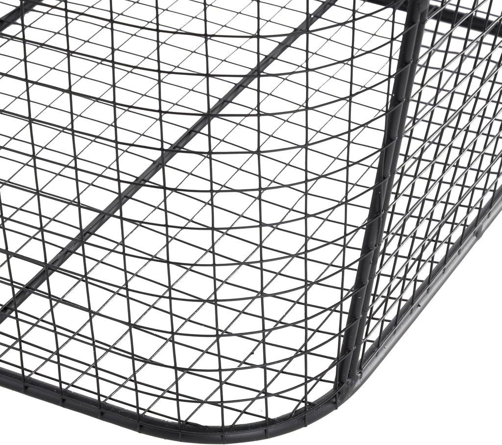 Deco 79 Metal Large Open Frame Wire Grid Storage Basket with Curved Sides and Ring Handles, 30" x 20" x 20", Black