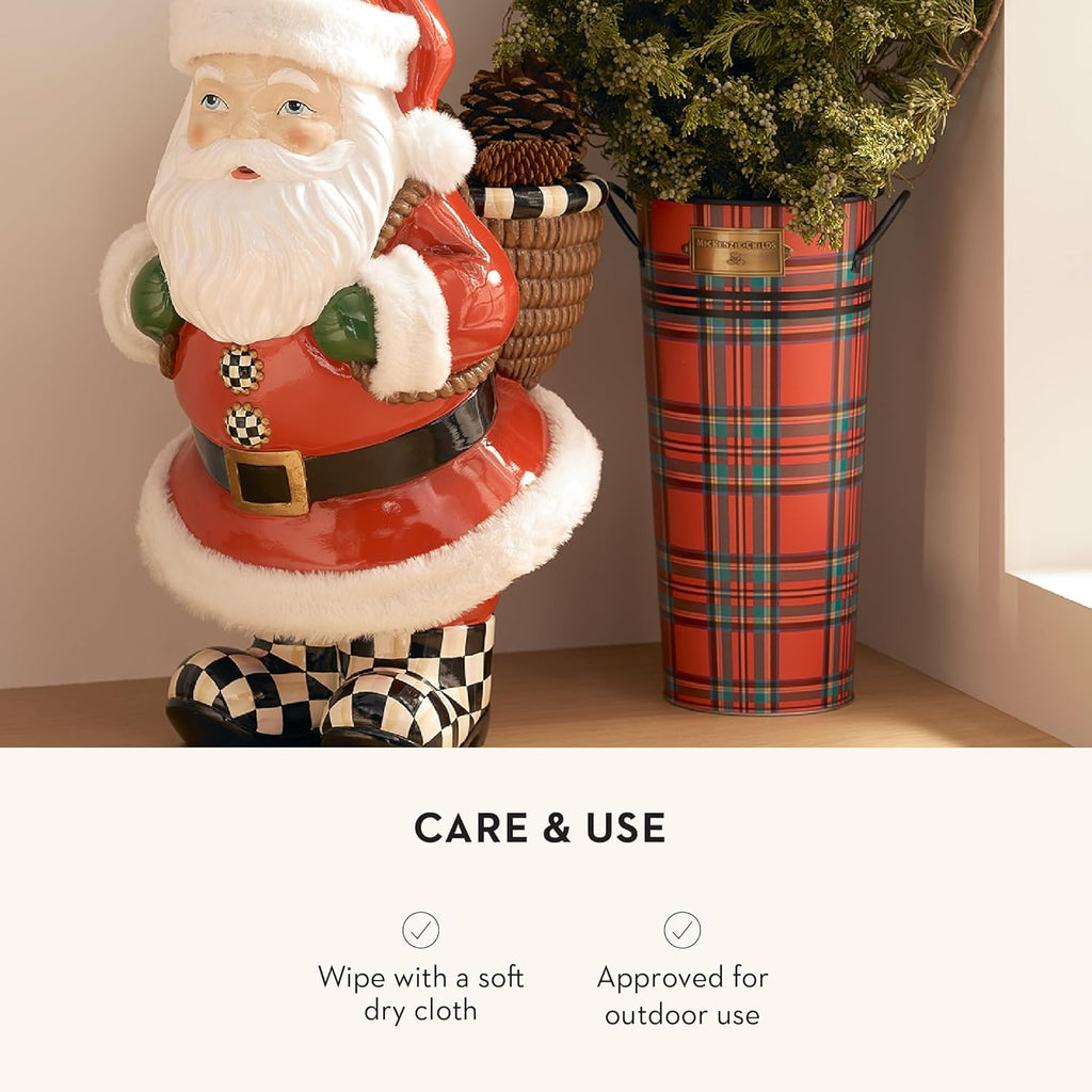 MACKENZIE-CHILDS Galvanized Flower Buckets, Decorative Metal Buckets, Tartastic, Set of 3