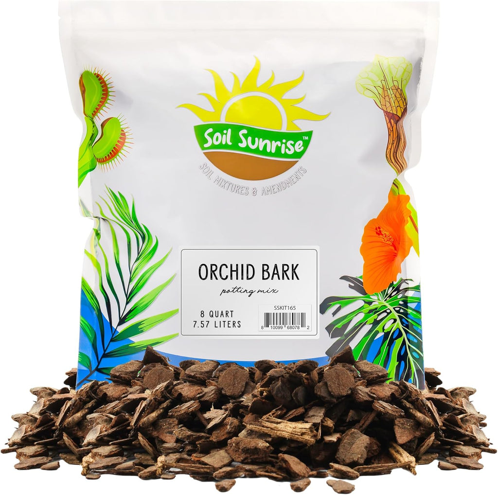 100% Organic Orchid Potting Bark (8 Quarts), All-Natural USA-Sourced Pine Bark Orchid Mix Additive