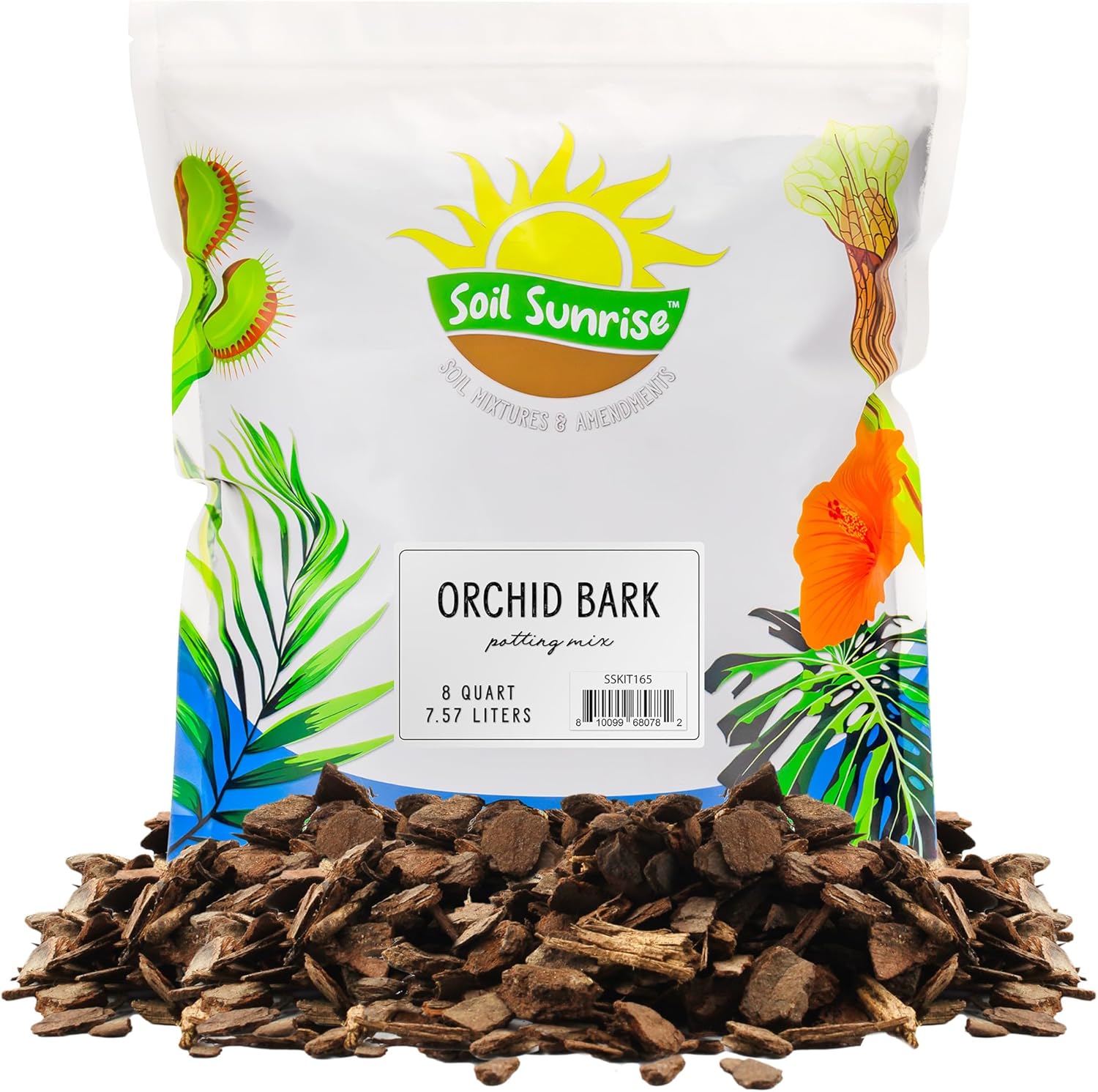 100% Organic Orchid Potting Bark (8 Quarts), All-Natural USA-Sourced Pine Bark Orchid Mix Additive