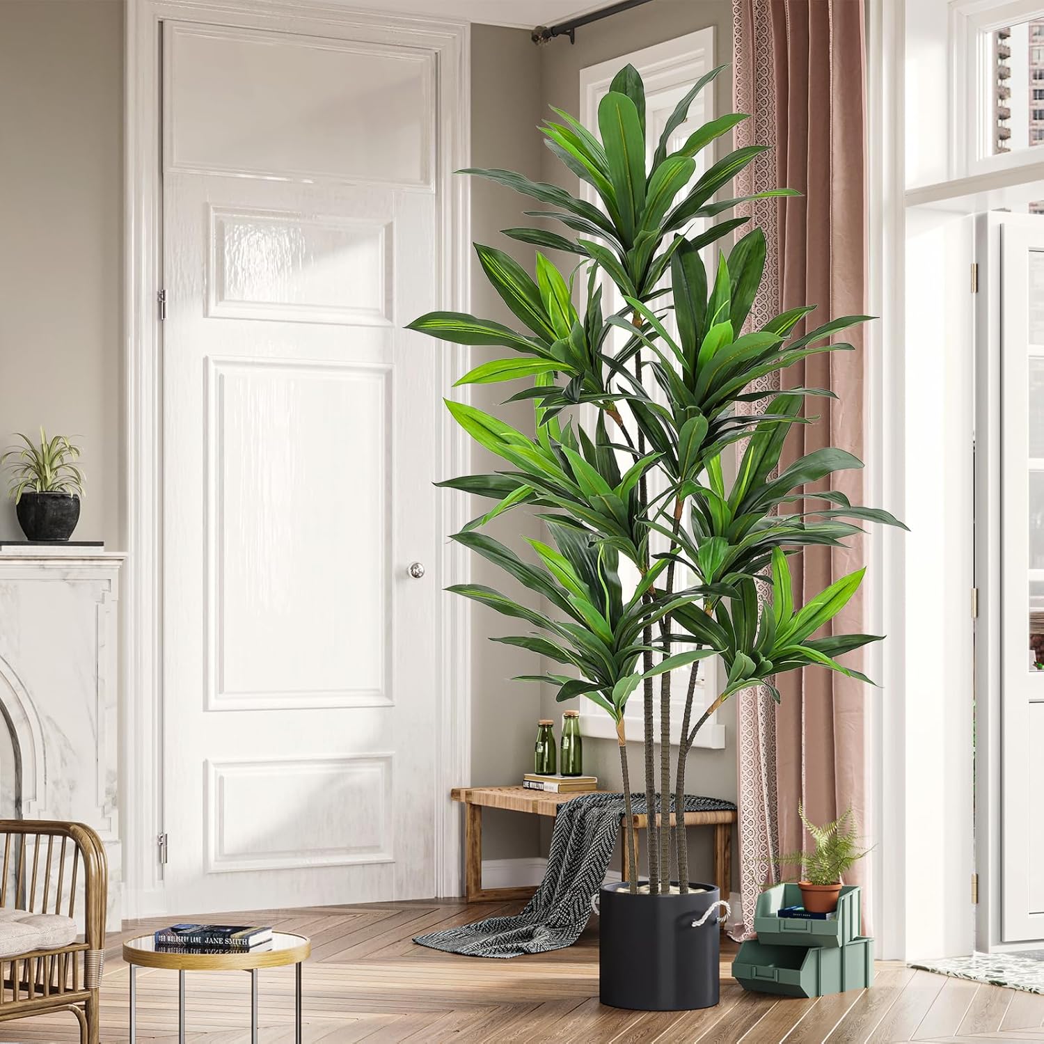 VIAGDO Dracaena Silk Plant Artificial 6ft Faux House Plants Evergreen Dracaena Marginata Fake Yucca Palm Trees in Pot Realistic Dragon Tree for Living Room Home Office Decor Indoor Outdoor